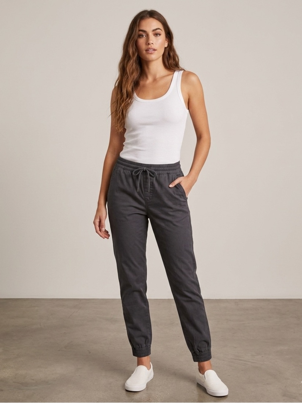 Volcom Gray Jogger Pants Frickin Slim Drawstring Ankle Length 26” Small